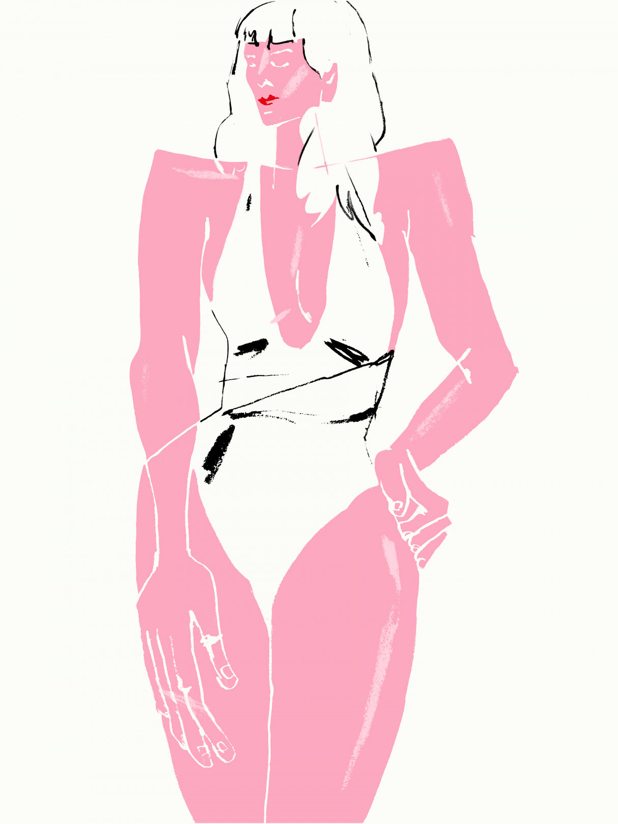 Girl in Bathing Suit White Poster och Canvastavla