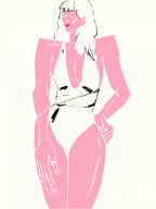 Girl in Bathing Suit White Poster och Canvastavla