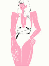 Girl in Bathing Suit White Poster och Canvastavla