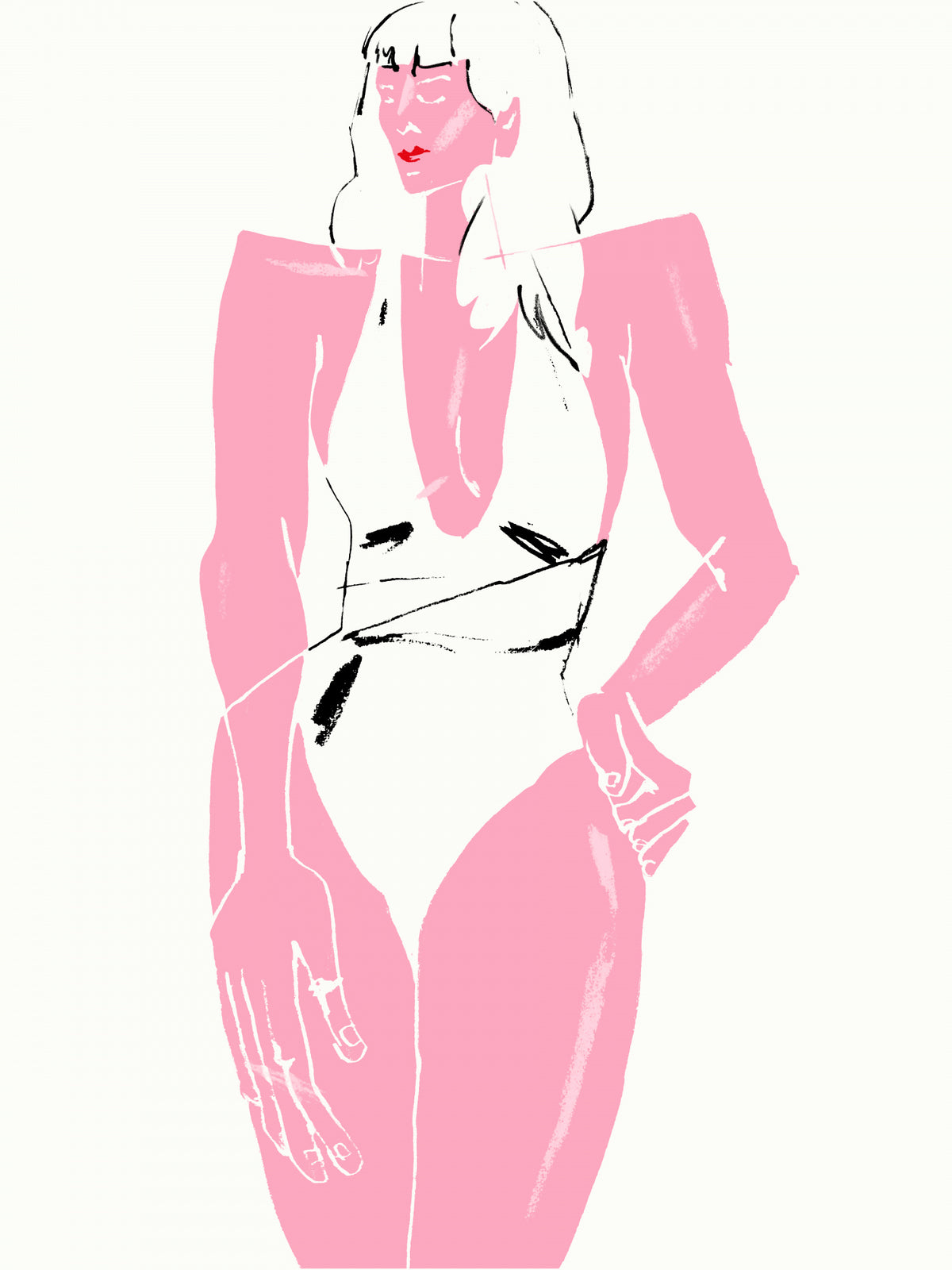 Girl in Bathing Suit White Poster och Canvastavla