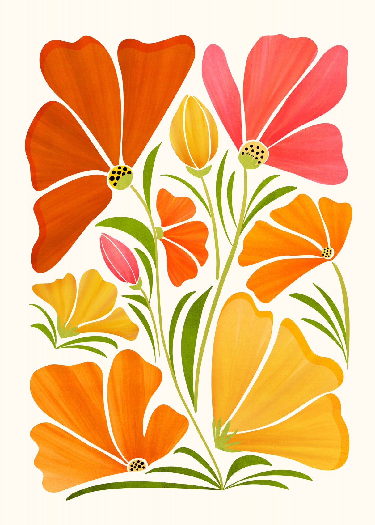 Spring Wildflowers Border Poster och Canvastavla