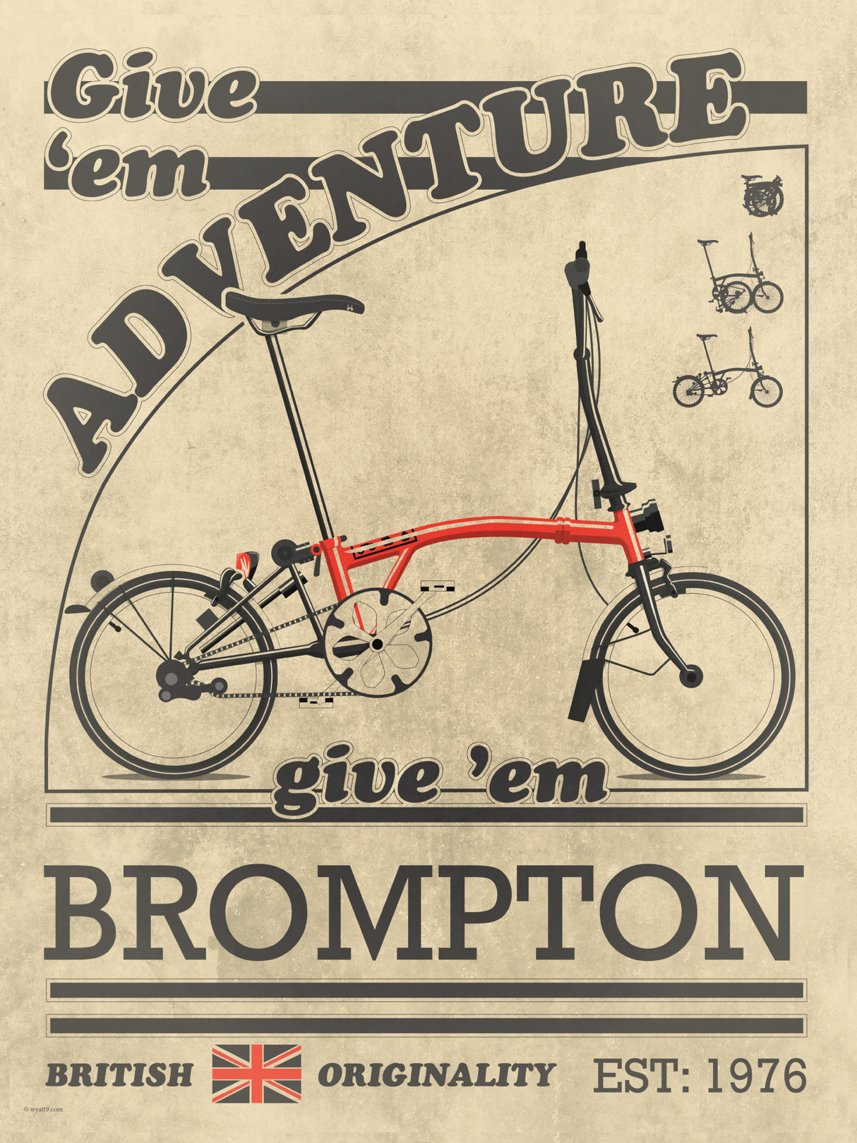 Brompton Bicycle Vintage Style Advert Poster och Canvastavla