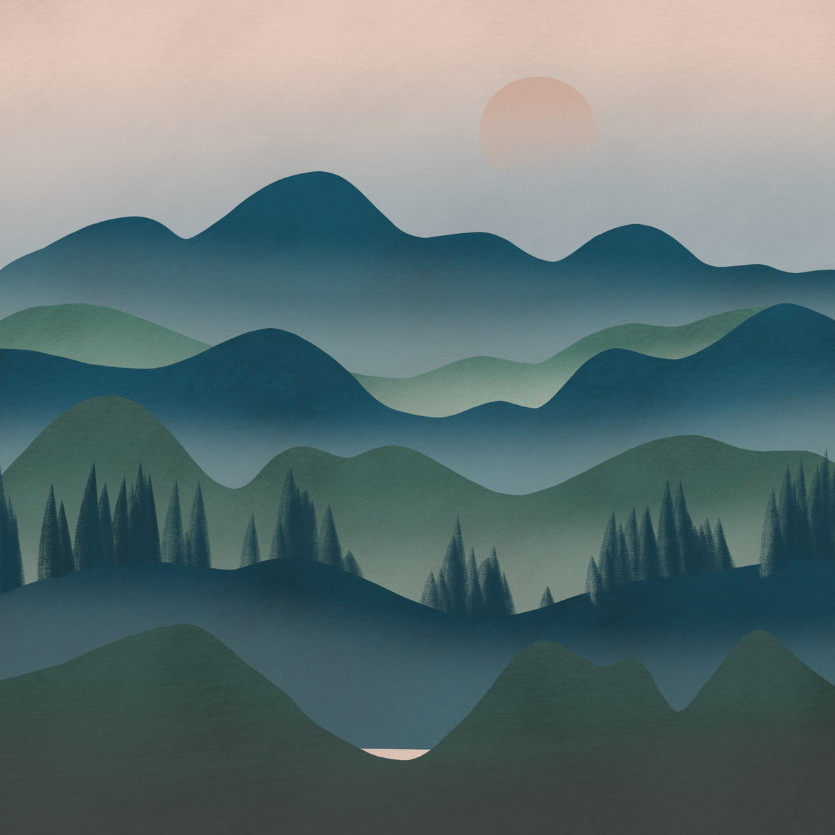 Mountain Range At Dusk Poster och Canvastavla