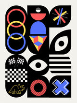Maximalist Geometrical Four Colors Design Poster och Canvastavla
