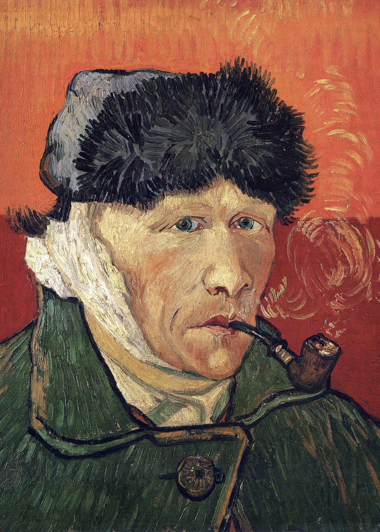 Vincent Van Gogh's Self Portrait With Bandaged Ear and Pipe (1889) Poster och Canvastavla