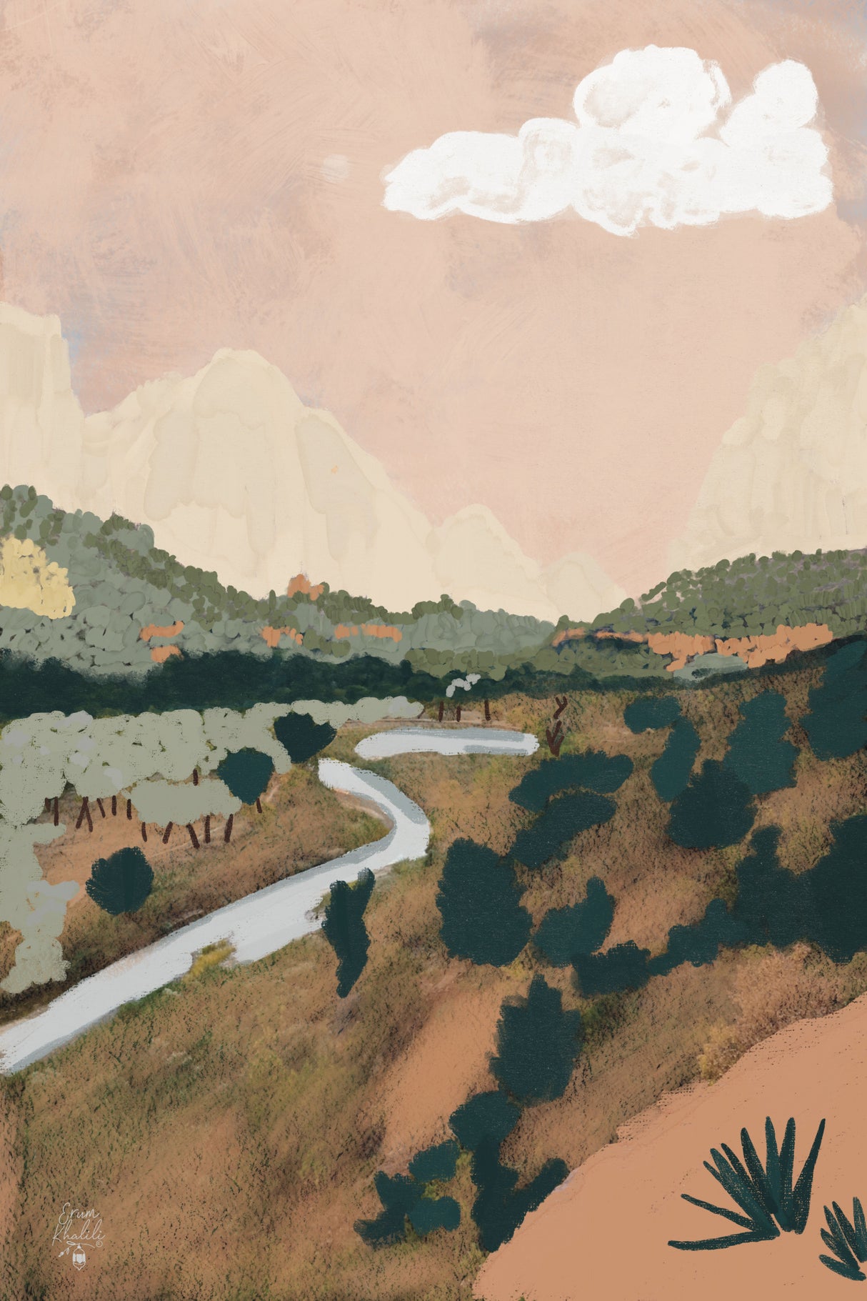 Zion National Park  Erum Khalili.png Poster och Canvastavla