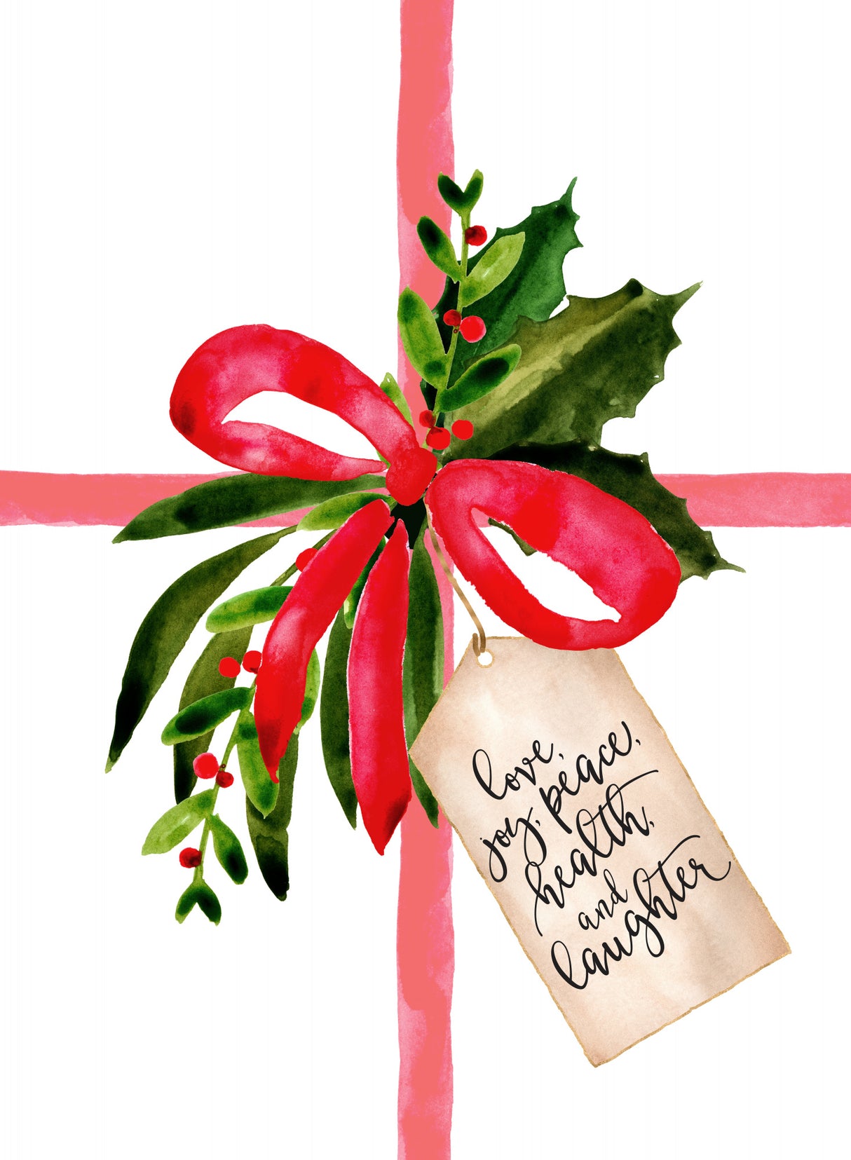 Watercolor gift with holiday wishes Poster och Canvastavla