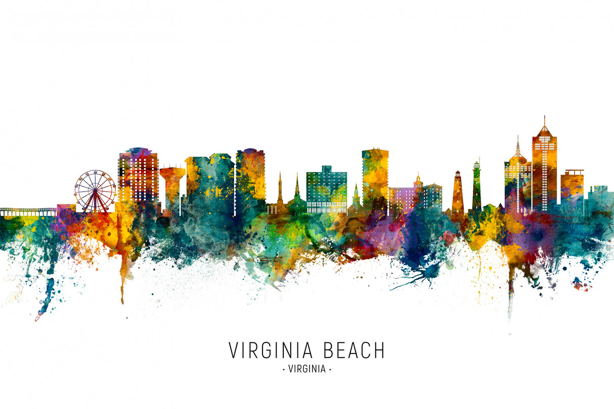 Virginia Beach Virginia Skyline Poster och Canvastavla