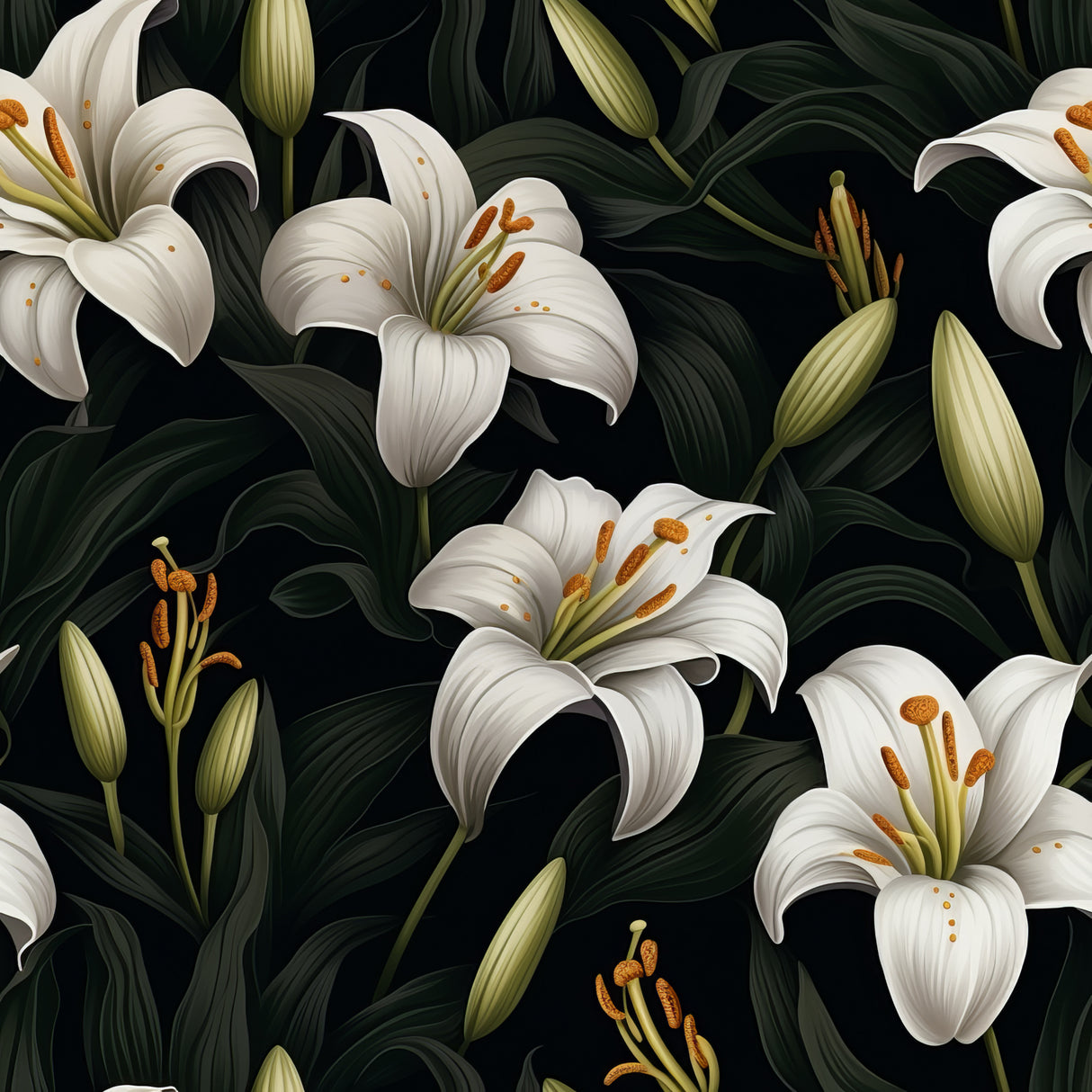 Dark Floral 5 Poster och Canvastavla