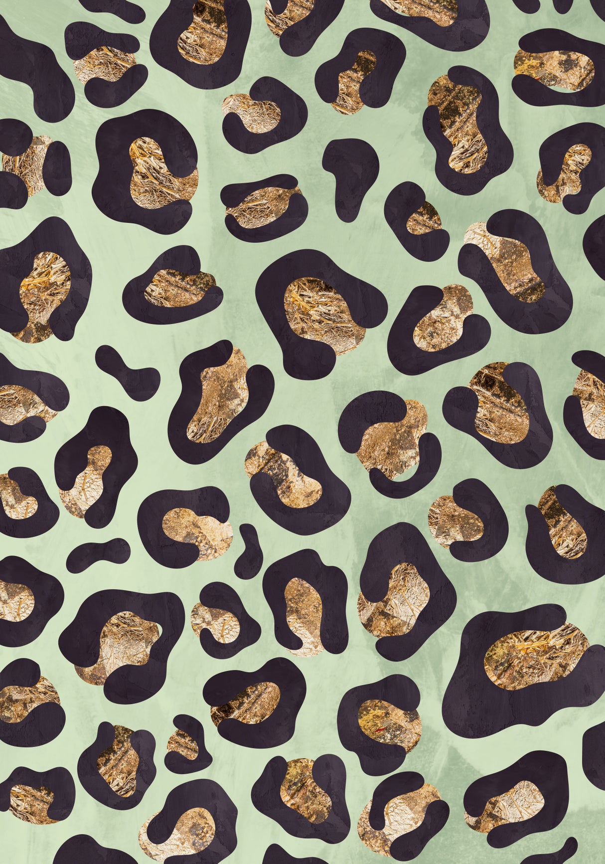 Gold leopard print green Poster och Canvastavla