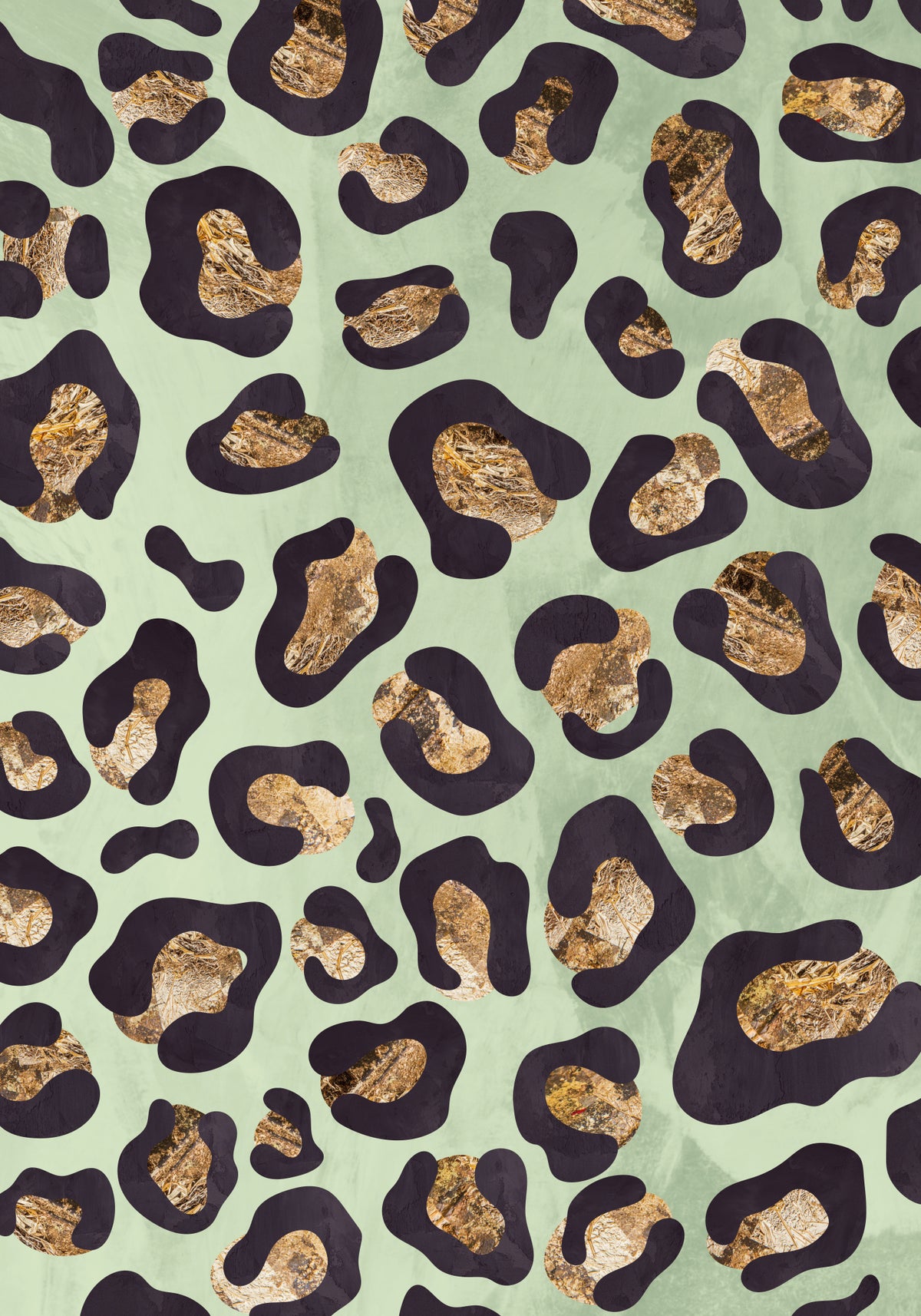 Gold leopard print green Poster och Canvastavla