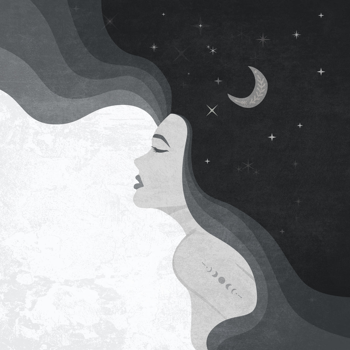 Moon Lady Bw Poster och Canvastavla