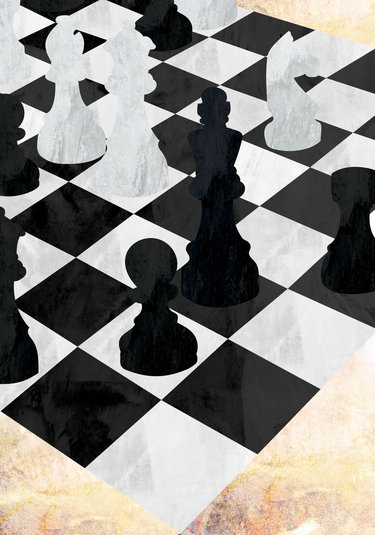 Chess black and gold2 Poster och Canvastavla