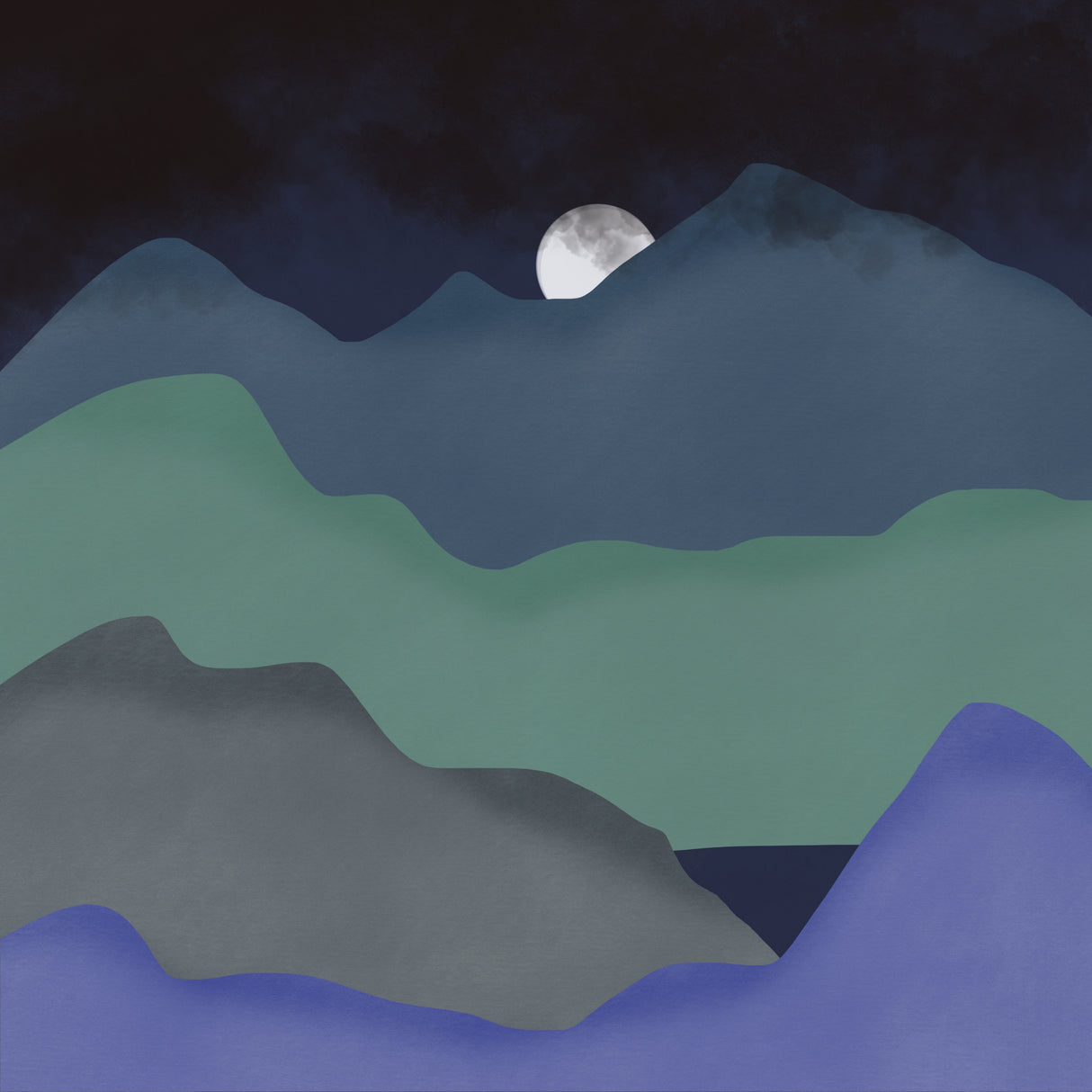 Moonlight Minimal Mountain Poster och Canvastavla