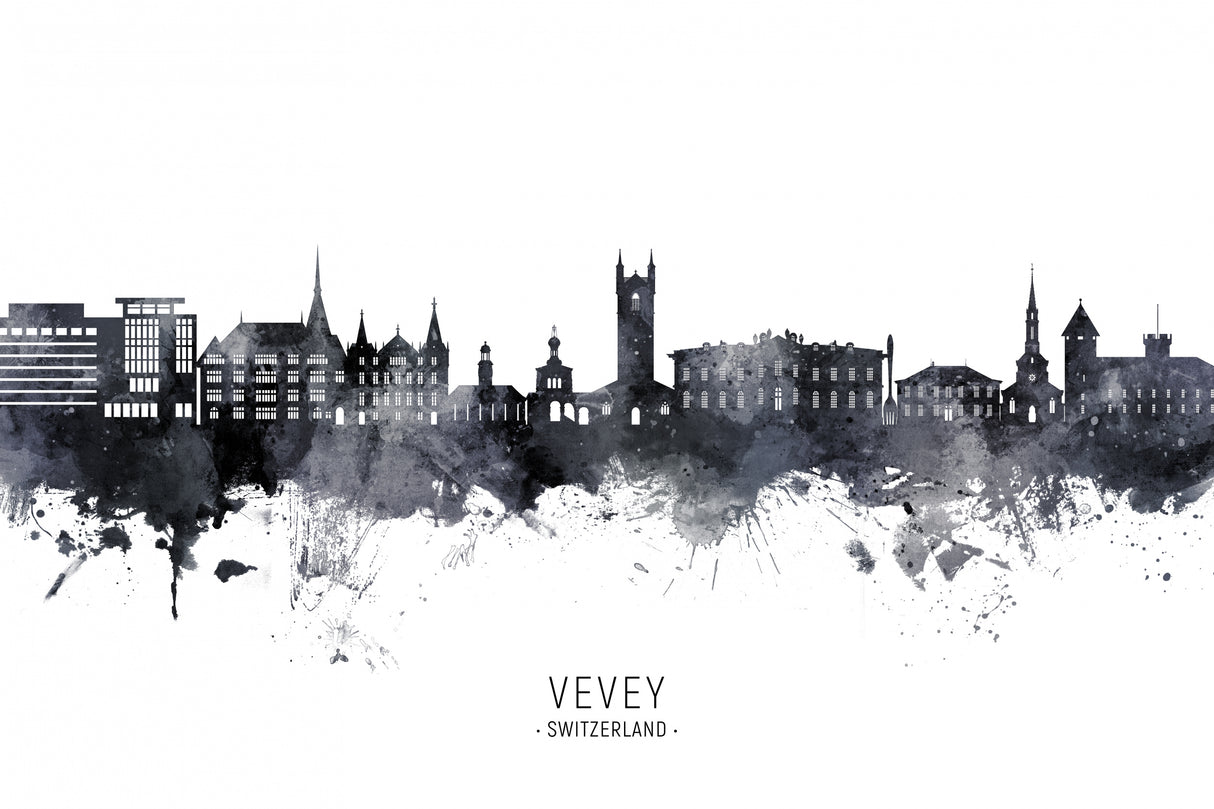 Vevey Switzerland Skyline Poster och Canvastavla
