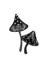 Iced mushrooms in black Poster och Canvastavla