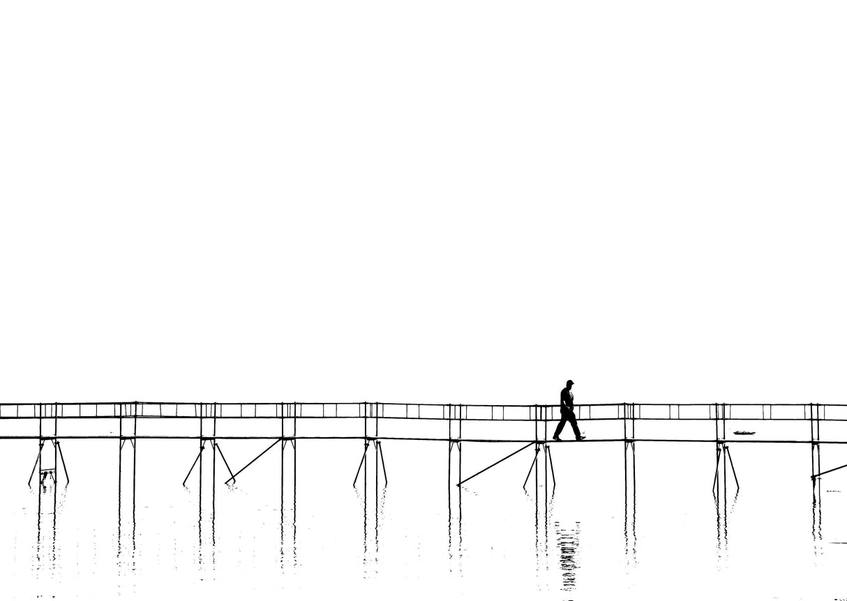 The lonely man on the plank bridge Poster och Canvastavla