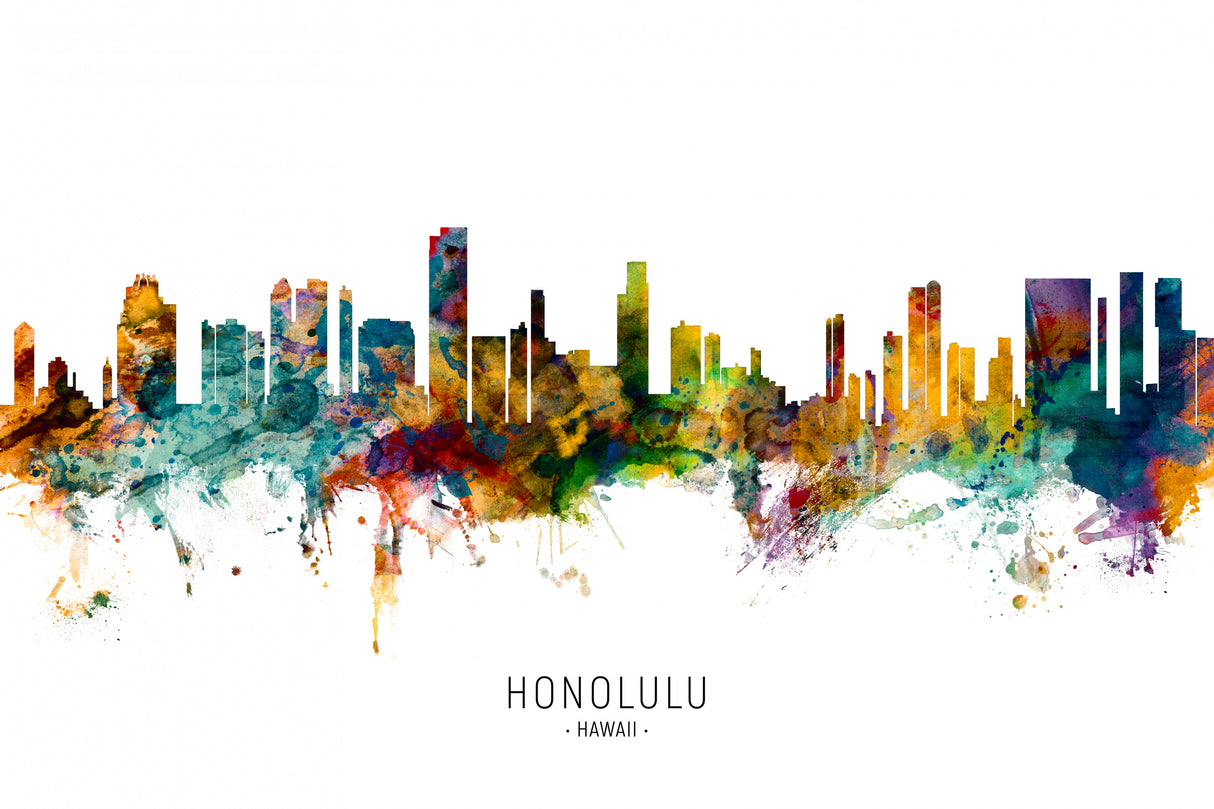 Honolulu Hawaii Skyline Poster och Canvastavla