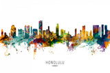 Honolulu Hawaii Skyline Poster och Canvastavla