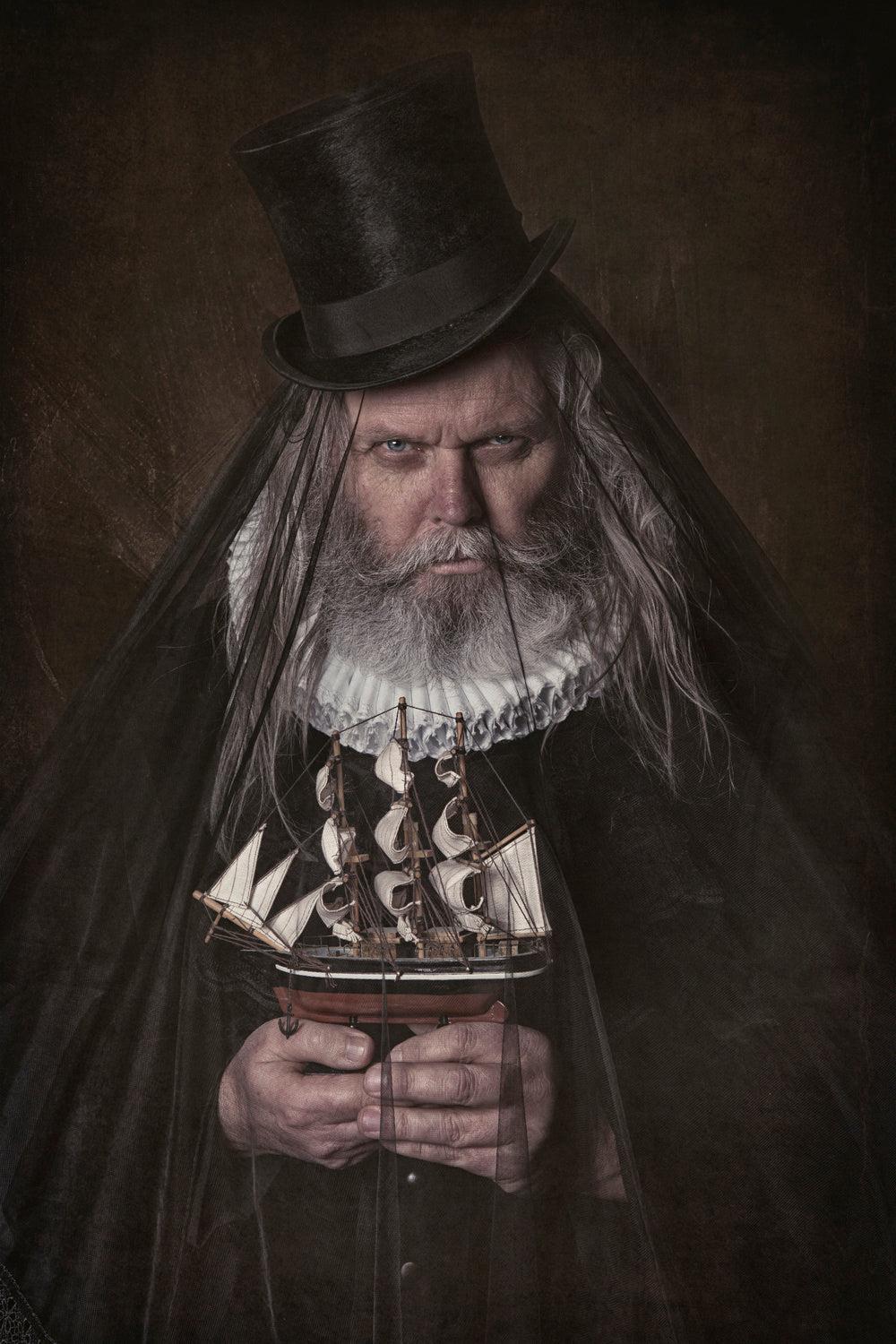 A old men with his little boat Poster och Canvastavla