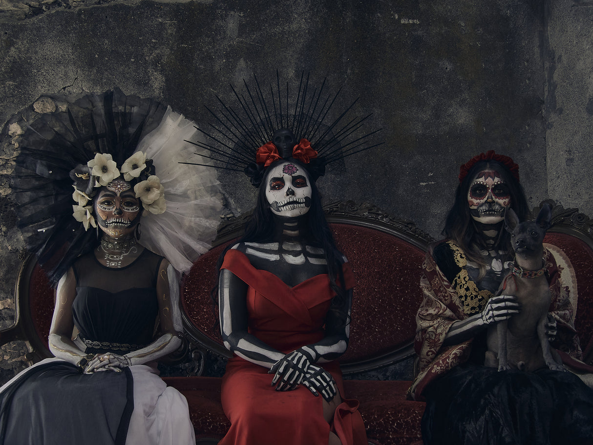 3 Catrinas and a sacred dog Poster och Canvastavla