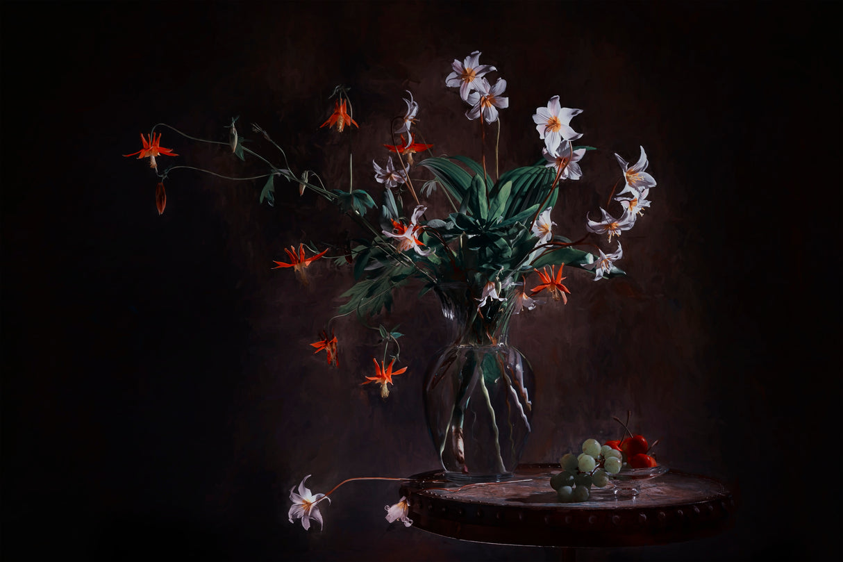 Orange and white litter flowers Poster och Canvastavla