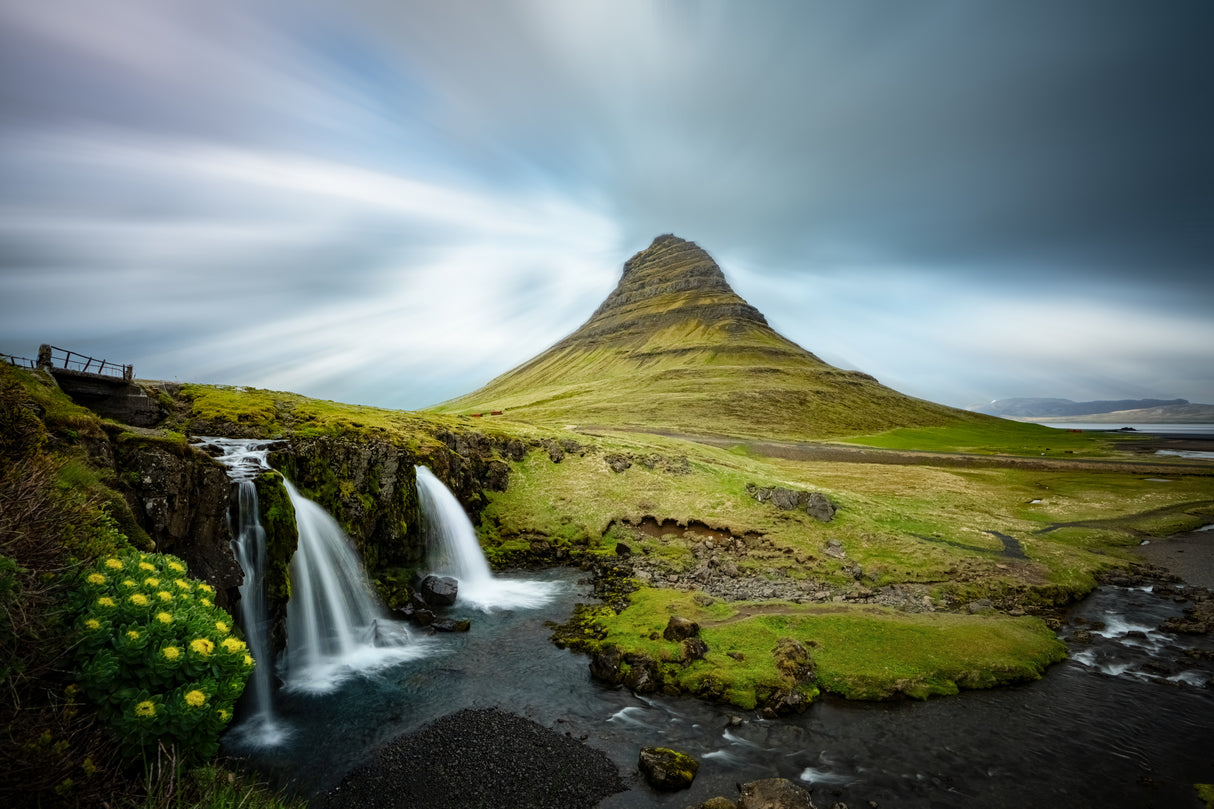 Water Fall and Mountain Poster och Canvastavla