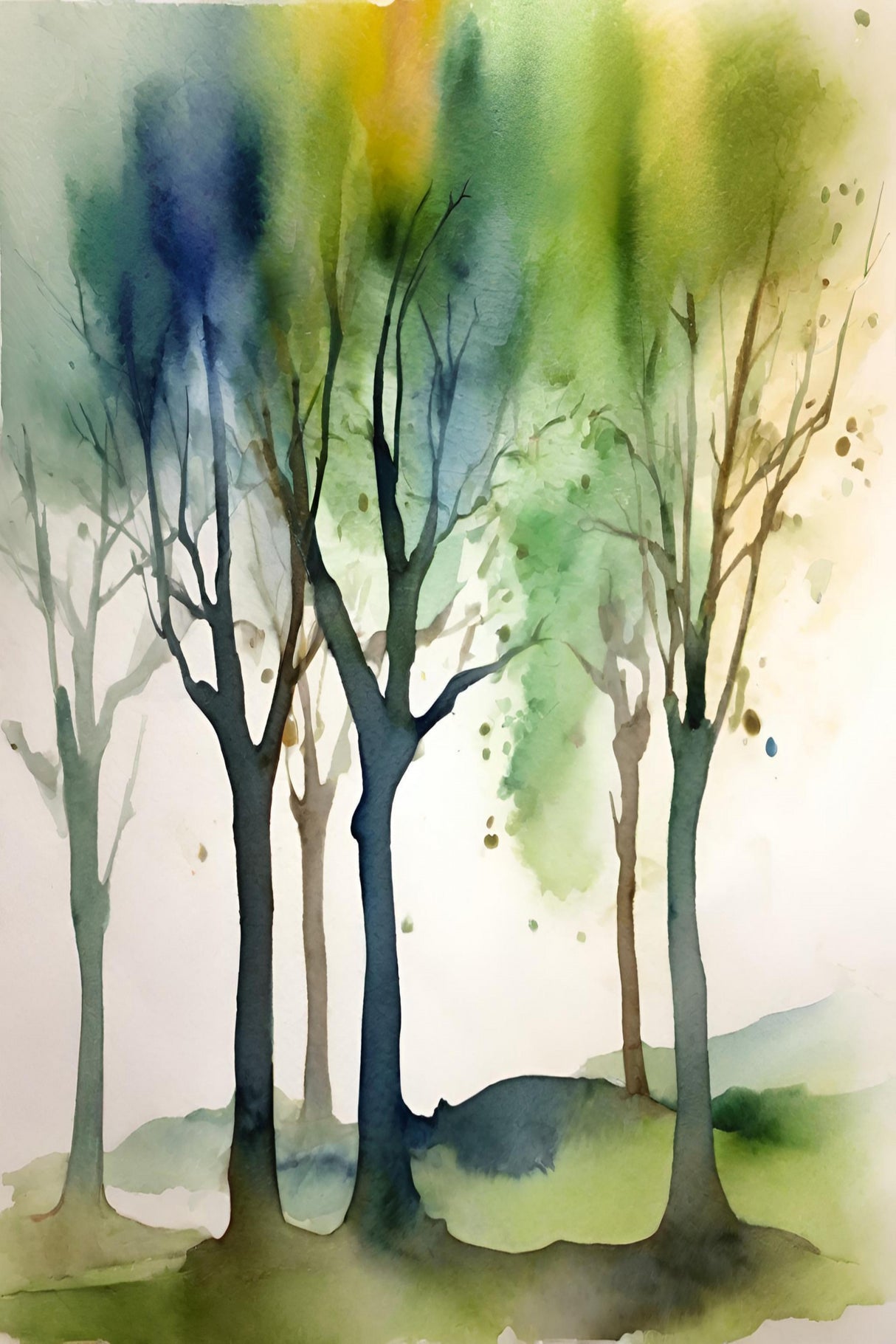 2x3ratio Watercolour Trees 1 Poster och Canvastavla