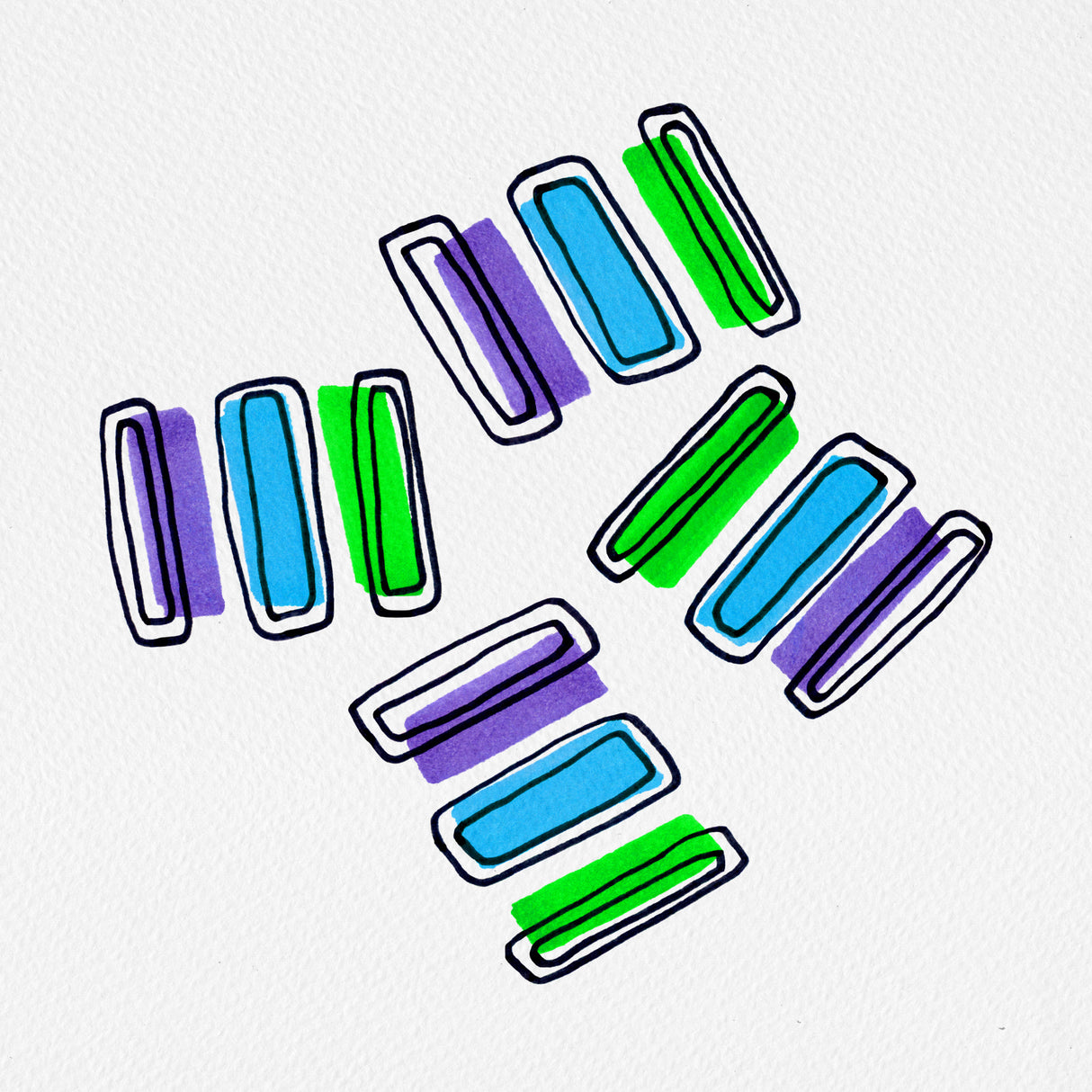 Rectangle Shapes Groupie Blue Green Poster och Canvastavla