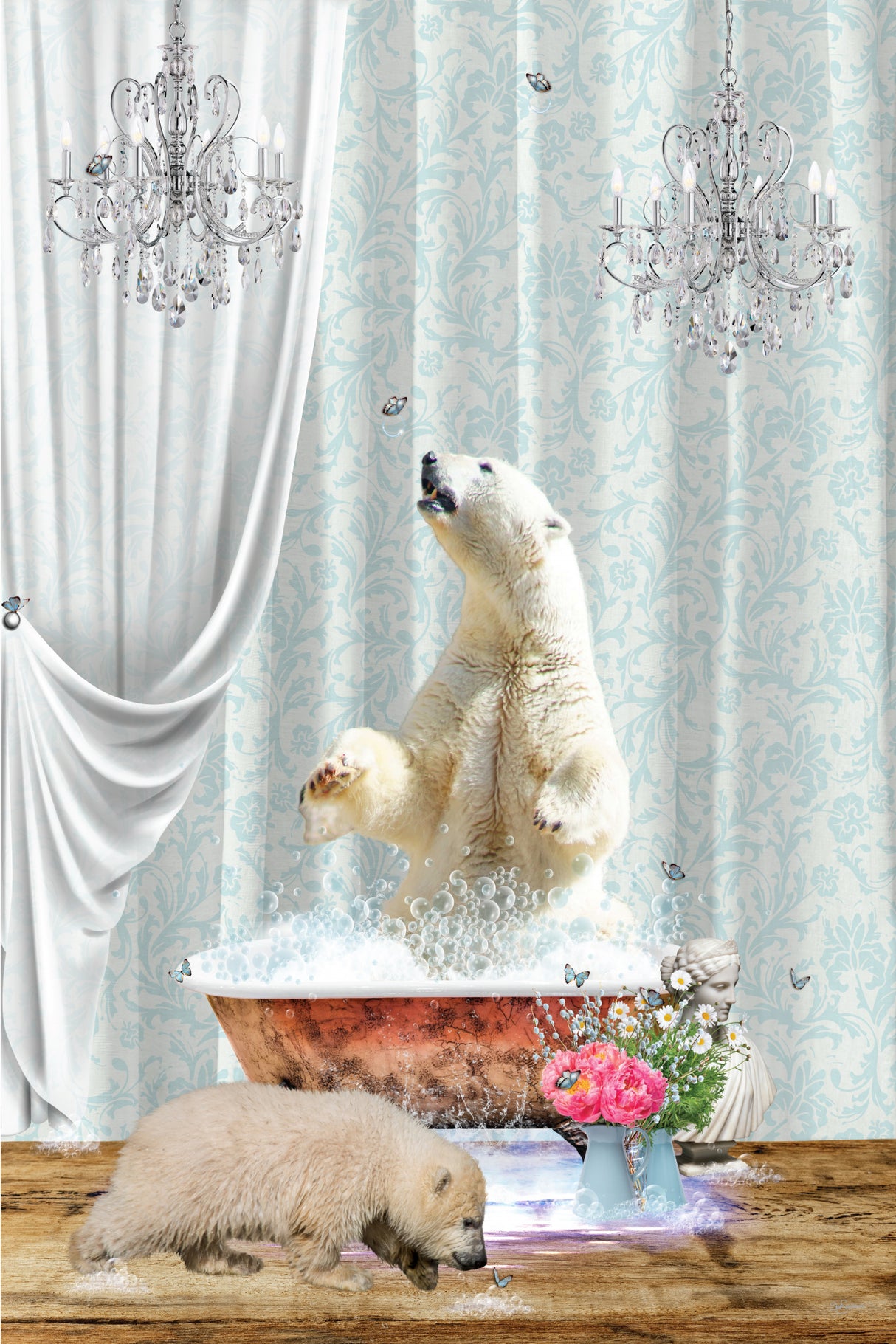Polar Bears &amp; Bubbles Poster och Canvastavla