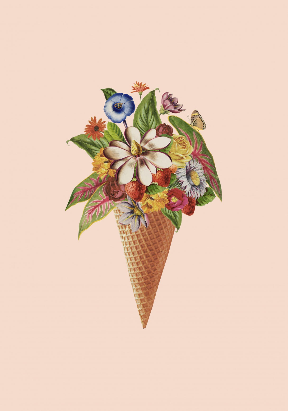 Botanical pink ice cream Poster och Canvastavla