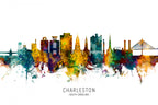 Charleston South Carolina Skyline Poster och Canvastavla