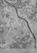Gray vintage map of Bonn Germany Poster och Canvastavla