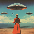 UFO Skies Collage Art Poster och Canvastavla