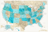 Highly detailed map of the United States, Uxia Poster och Canvastavla