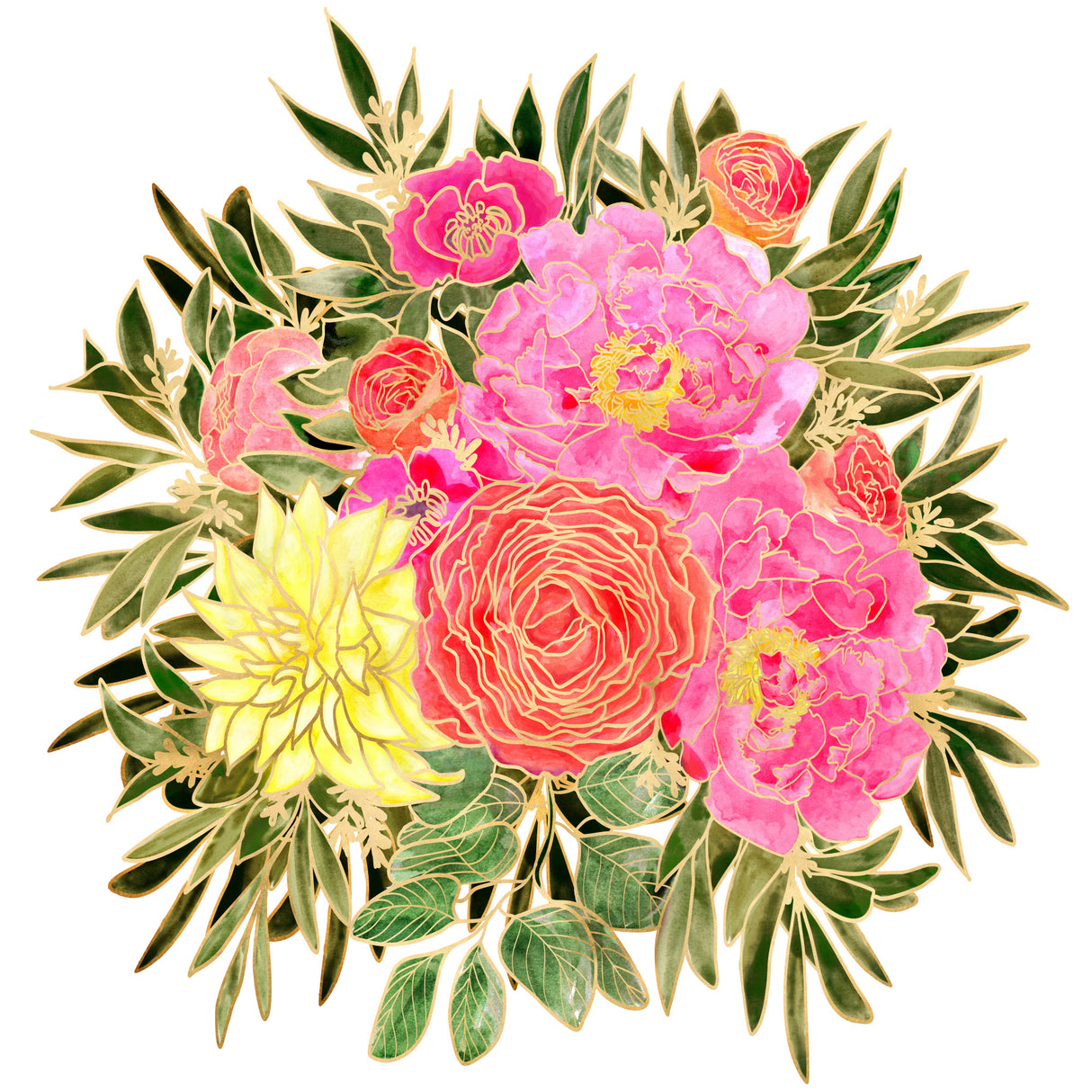 Colorful Nanette floral bouquet Poster och Canvastavla