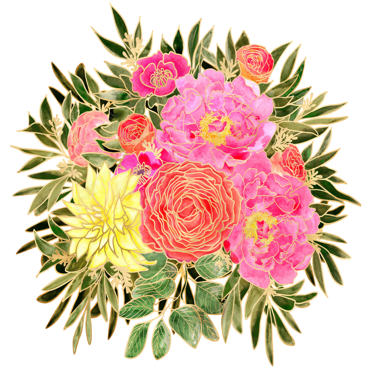 Colorful Nanette floral bouquet Poster och Canvastavla
