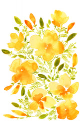 Watercolor California poppies quad 1 Poster och Canvastavla