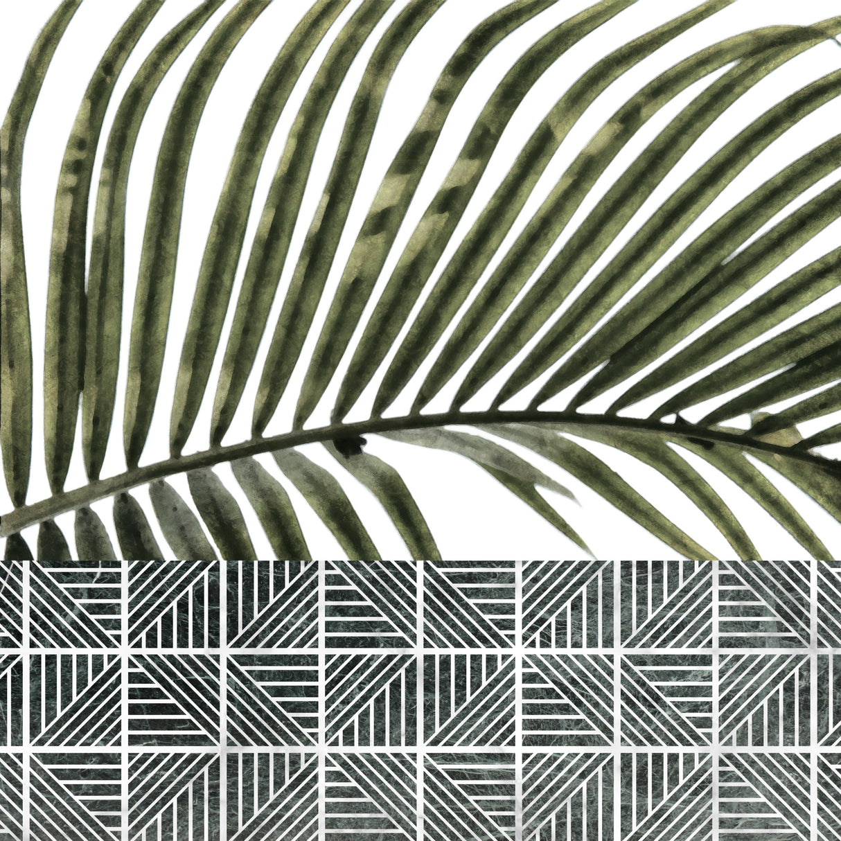 Palm Leaves on Tiles Poster och Canvastavla