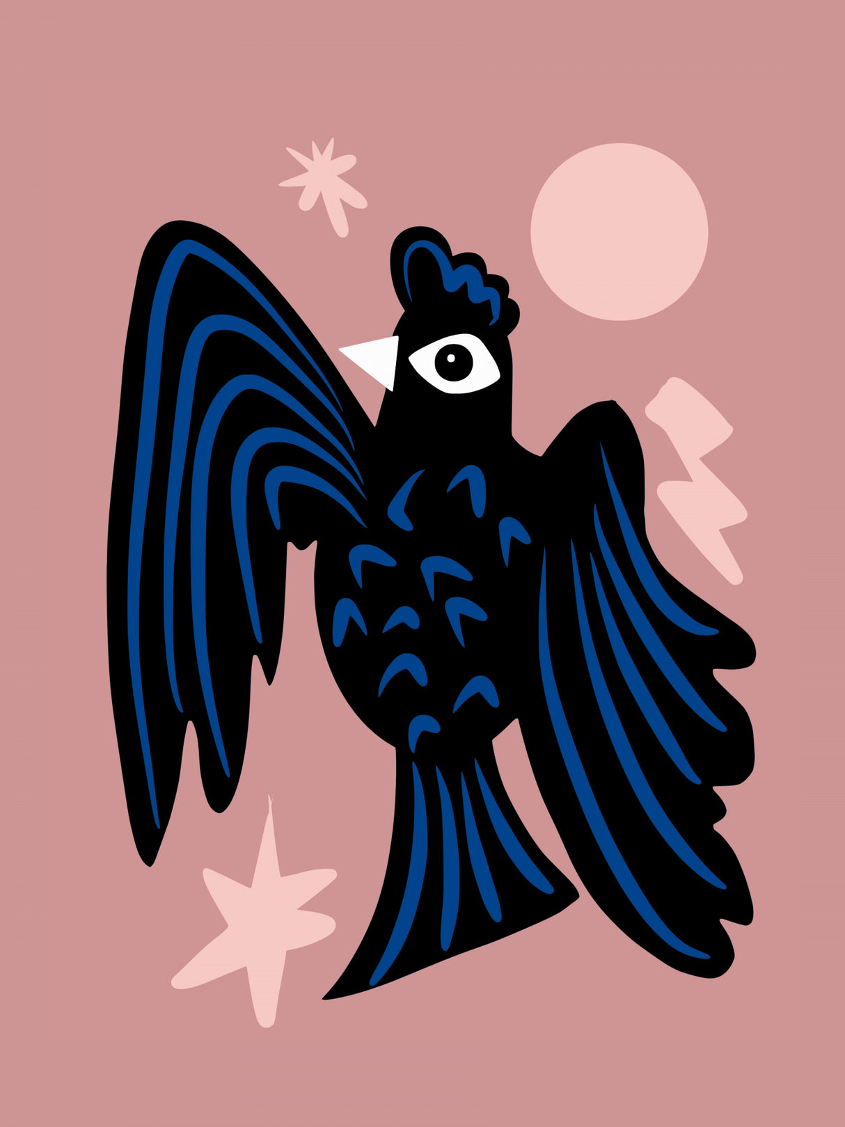 Moon and Stars Raven Poster och Canvastavla