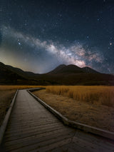 Milky Way shining in the sky of Kuju Mountain Range Poster och Canvastavla