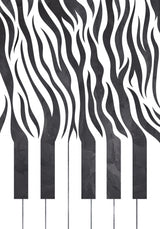 Zebra Piano Black and White Poster och Canvastavla