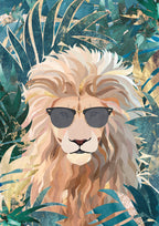 Cool Tropical Lion in Sunglasses Poster och Canvastavla