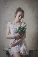 portrait with flowers Poster och Canvastavla