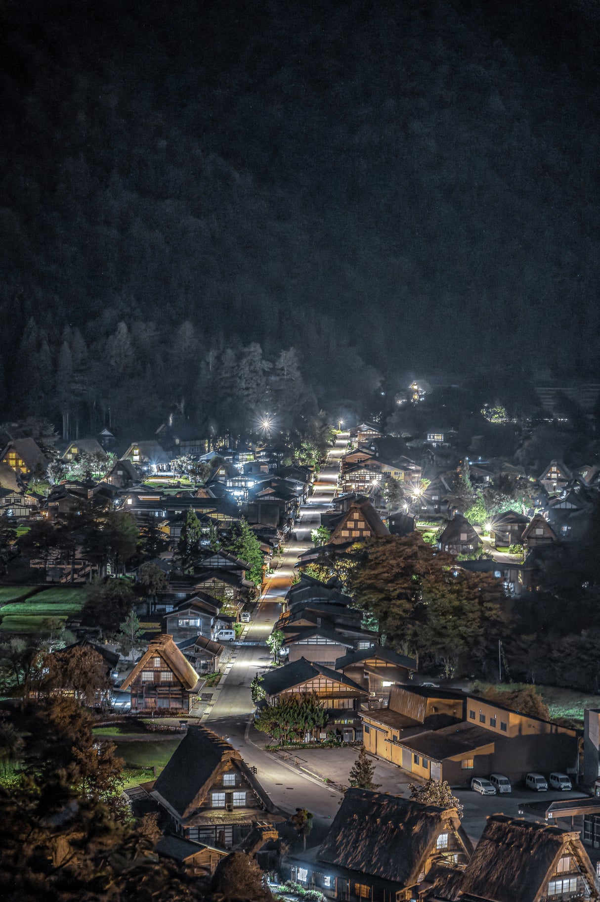 Japanese Style Night View Poster och Canvastavla