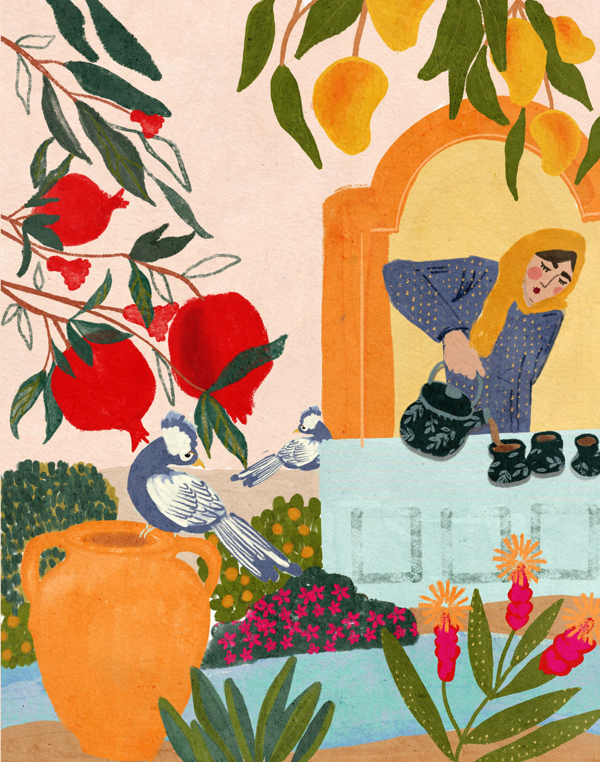 Mama’s Tea Garden  Erum Khalili.png Poster och Canvastavla