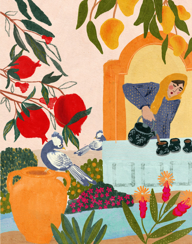 Mamaas Tea Garden  Erum Khalili.png Vas och keramikposter