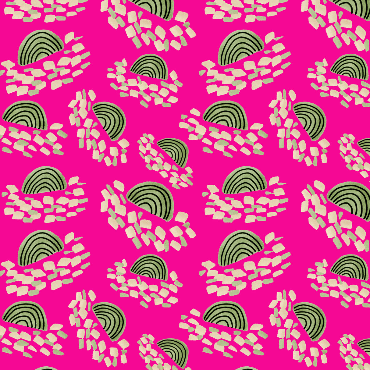 Confetti Rainbows Green On Pink Poster och Canvastavla