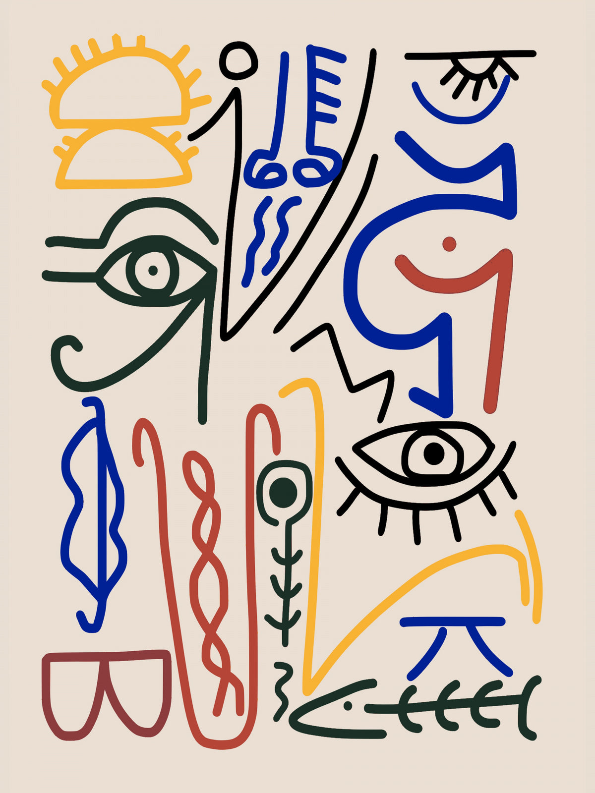 Line Art Bizarre Symbol Poster och Canvastavla