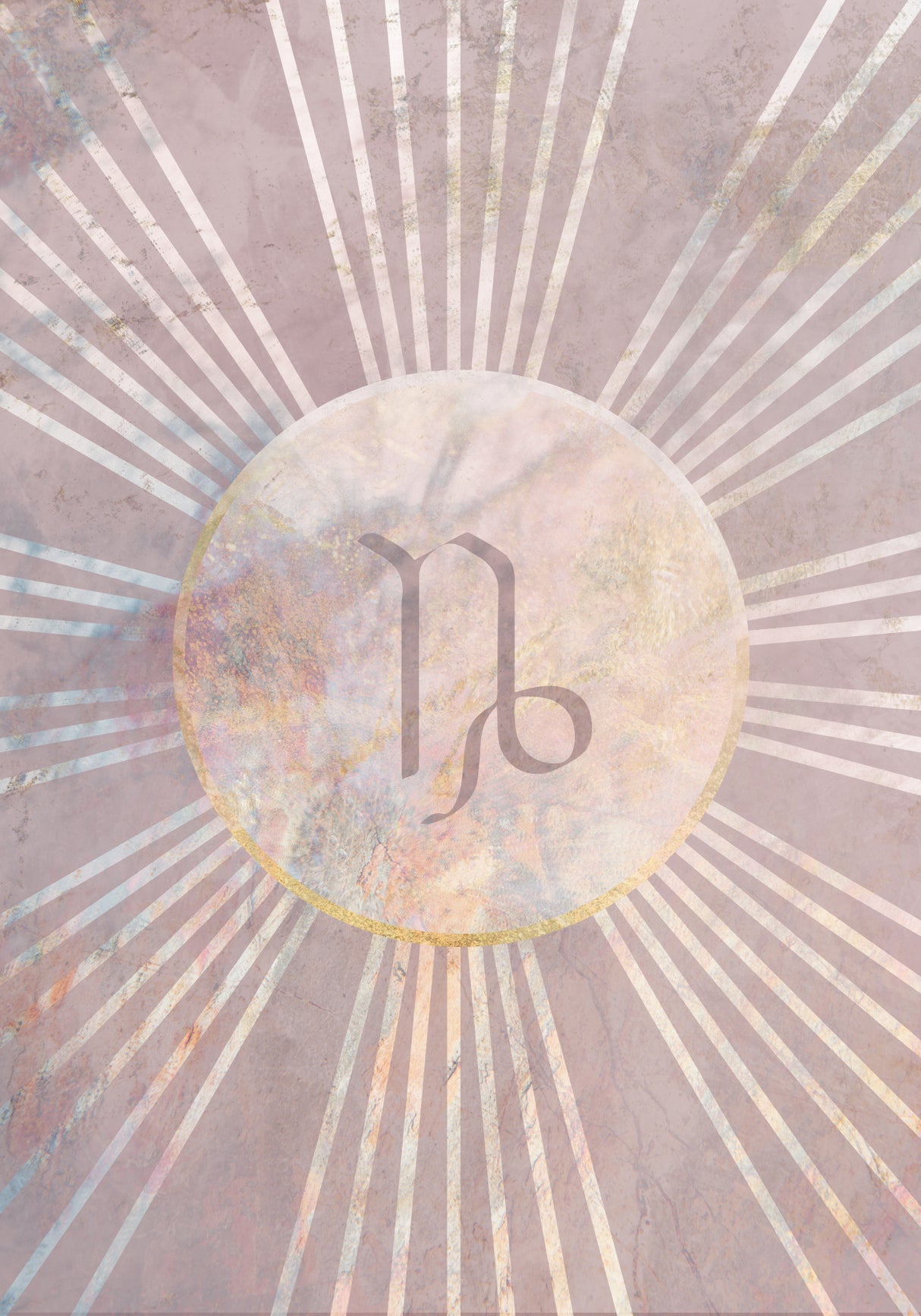 Capricorn Boho Star Sign Sun Poster och Canvastavla